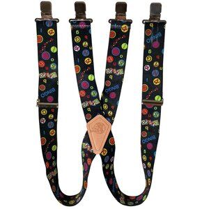 Bingo Suspenders Mens 48" Black Lucky Numbers Novelty Funny Casino Costume